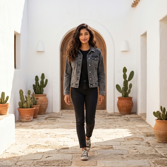 NWT Marc New York Charcoal Acid Wash Stretch Denim Jacket Size Small - Picture 4 of 16